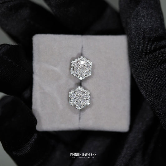 2 Layer Moissanite Flower Cluster Earrings 925 Sterling Silver | Unisex