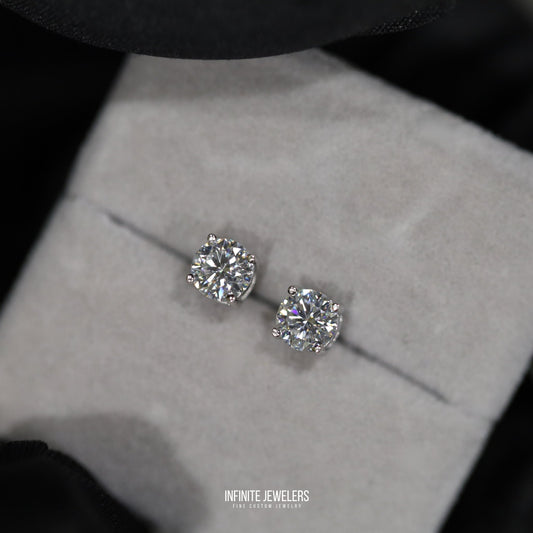Moissanite Solitaire Stud Earrings (3mm–8mm) Solid .925 Sterling Silver | Unisex