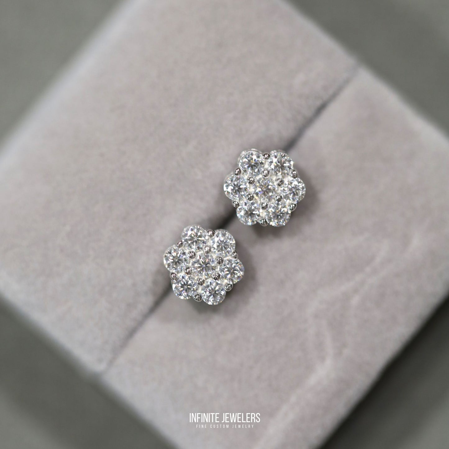 Moissanite Flower Cluster Earrings (5.6mm–9mm) 925 Sterling Silver | Unisex