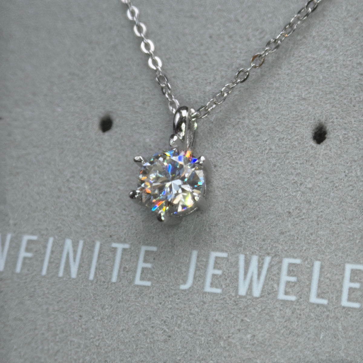 VVS Moissanite Solitaire Pendant 925 Sterling Silver Necklace for Women Length 18 inch+2Inch