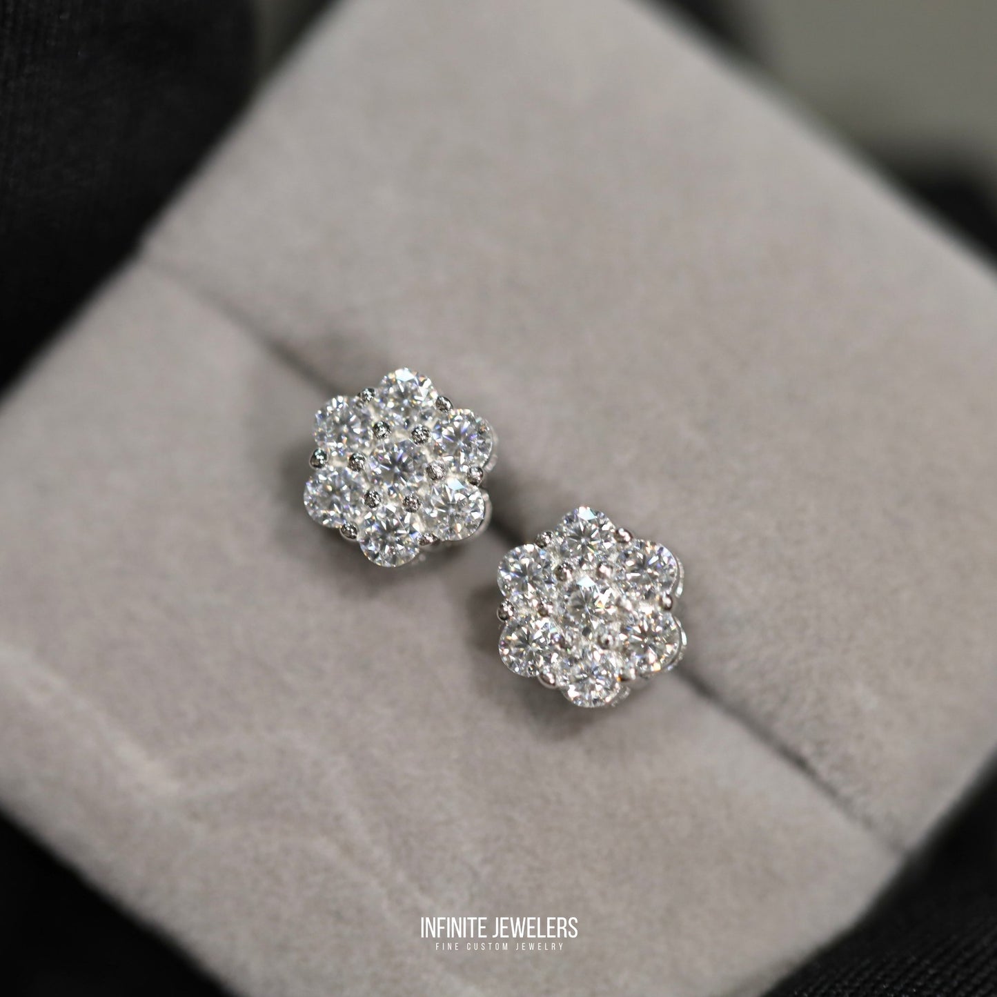 Moissanite Flower Cluster Earrings (5.6mm–9mm) 925 Sterling Silver | Unisex