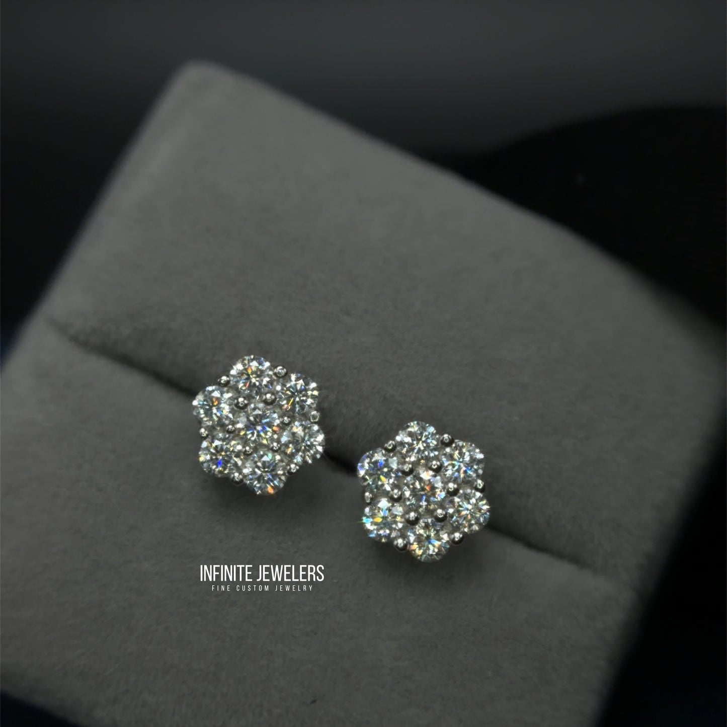 Moissanite Flower Cluster Earrings (5.6mm–9mm) 925 Sterling Silver | Unisex