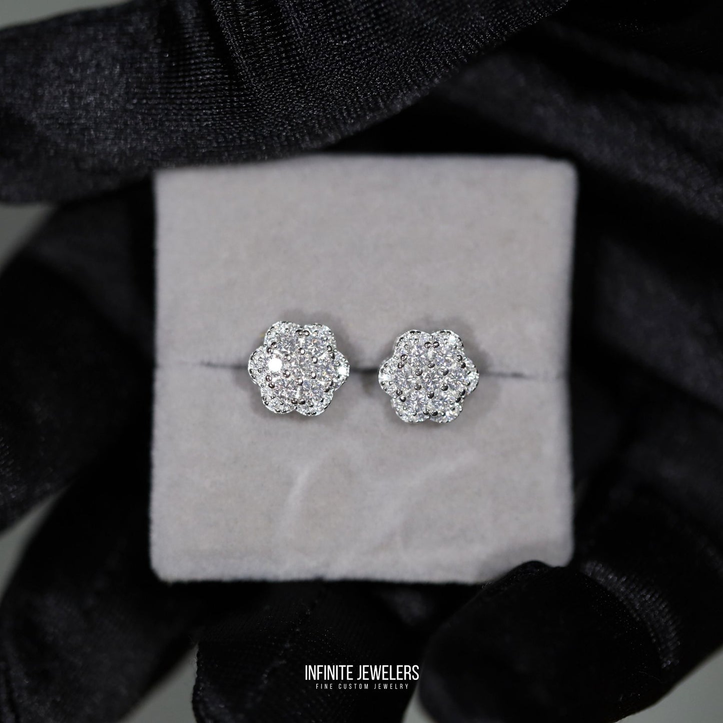 2 Layer Moissanite Flower Cluster Earrings 925 Sterling Silver | Unisex