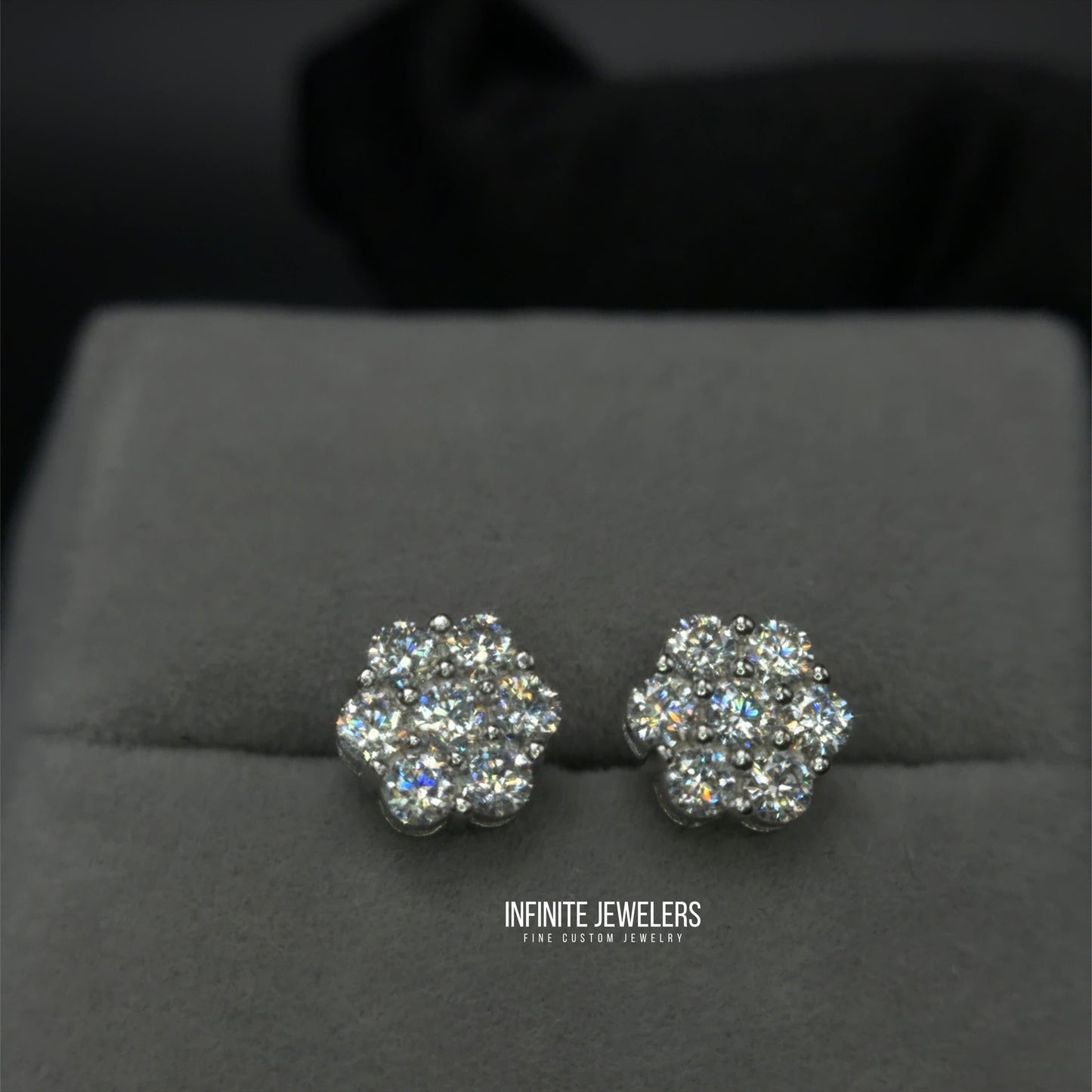 Moissanite Flower Cluster Earrings (5.6mm–9mm) 925 Sterling Silver | Unisex