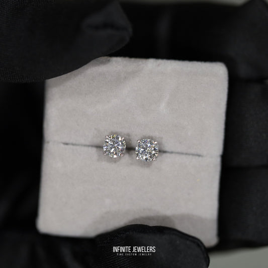 Moissanite Solitaire Stud Earrings (3mm–8mm) Solid .925 Sterling Silver | Unisex