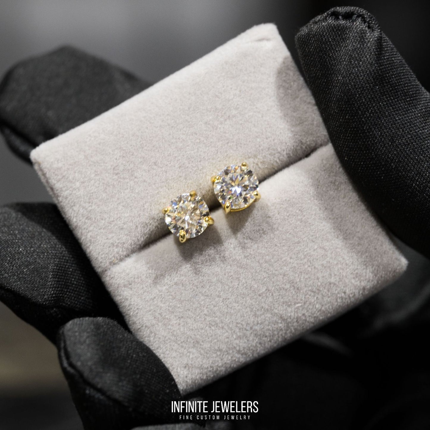 6.5MM YELLOW GOLD MOISSANITE SOLITAIRE STERLING SILVER EARRINGS