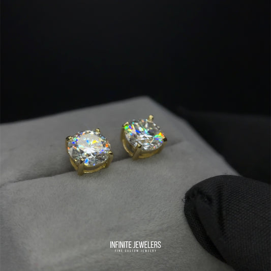 Moissanite Solitaire Stud Earrings (3mm–8mm) Solid .925 Sterling Silver | Unisex
