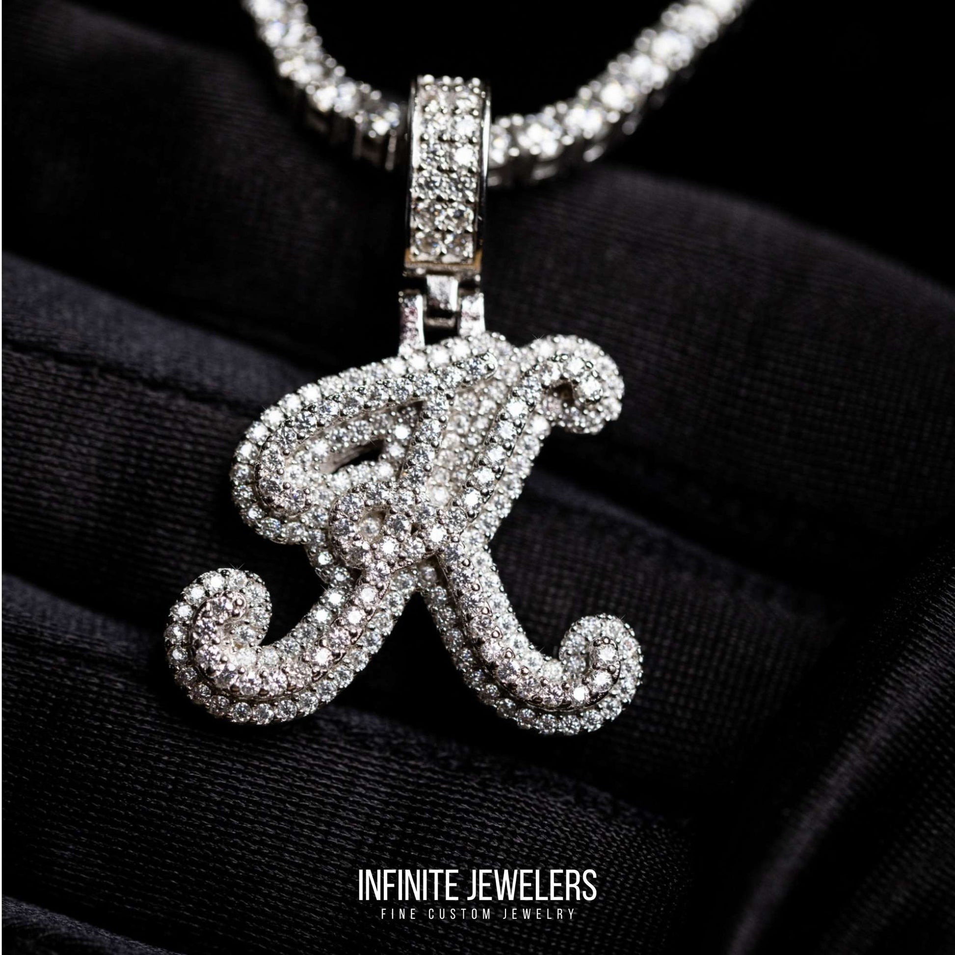 Custom Two Layer Diamond K pendant - Infinite Jewelers