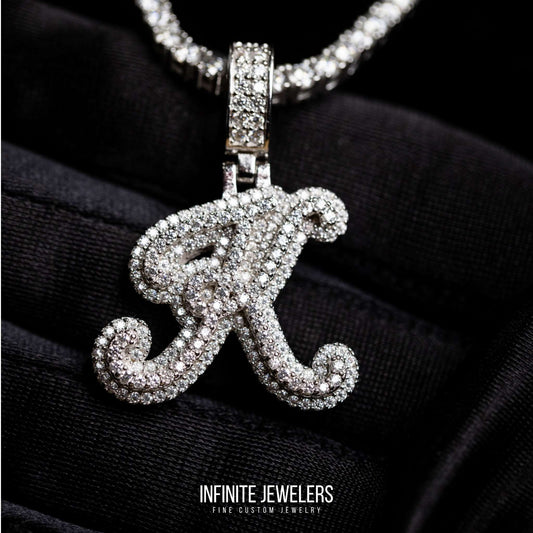 Custom Two Layer Diamond K pendant - Infinite Jewelers