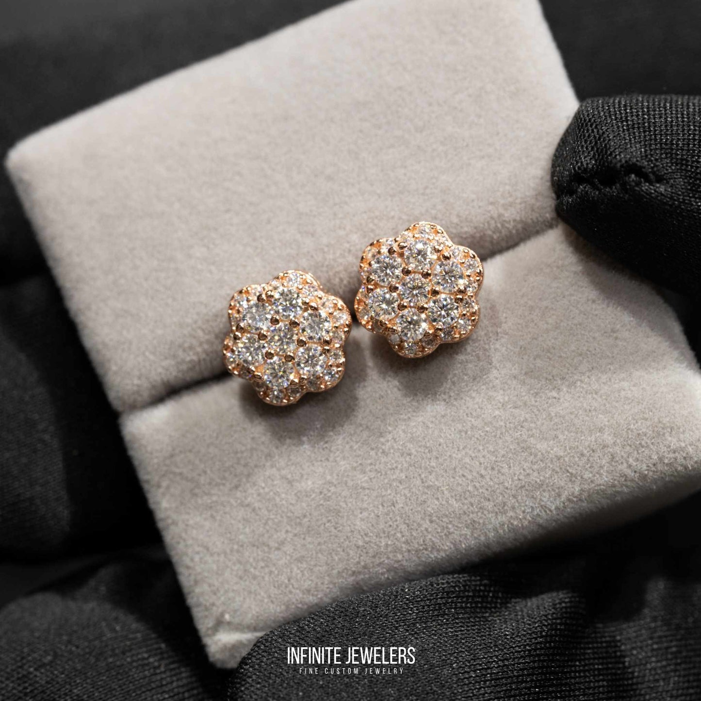 2 Layer Moissanite Flower Cluster Earrings 925 Sterling Silver | Unisex