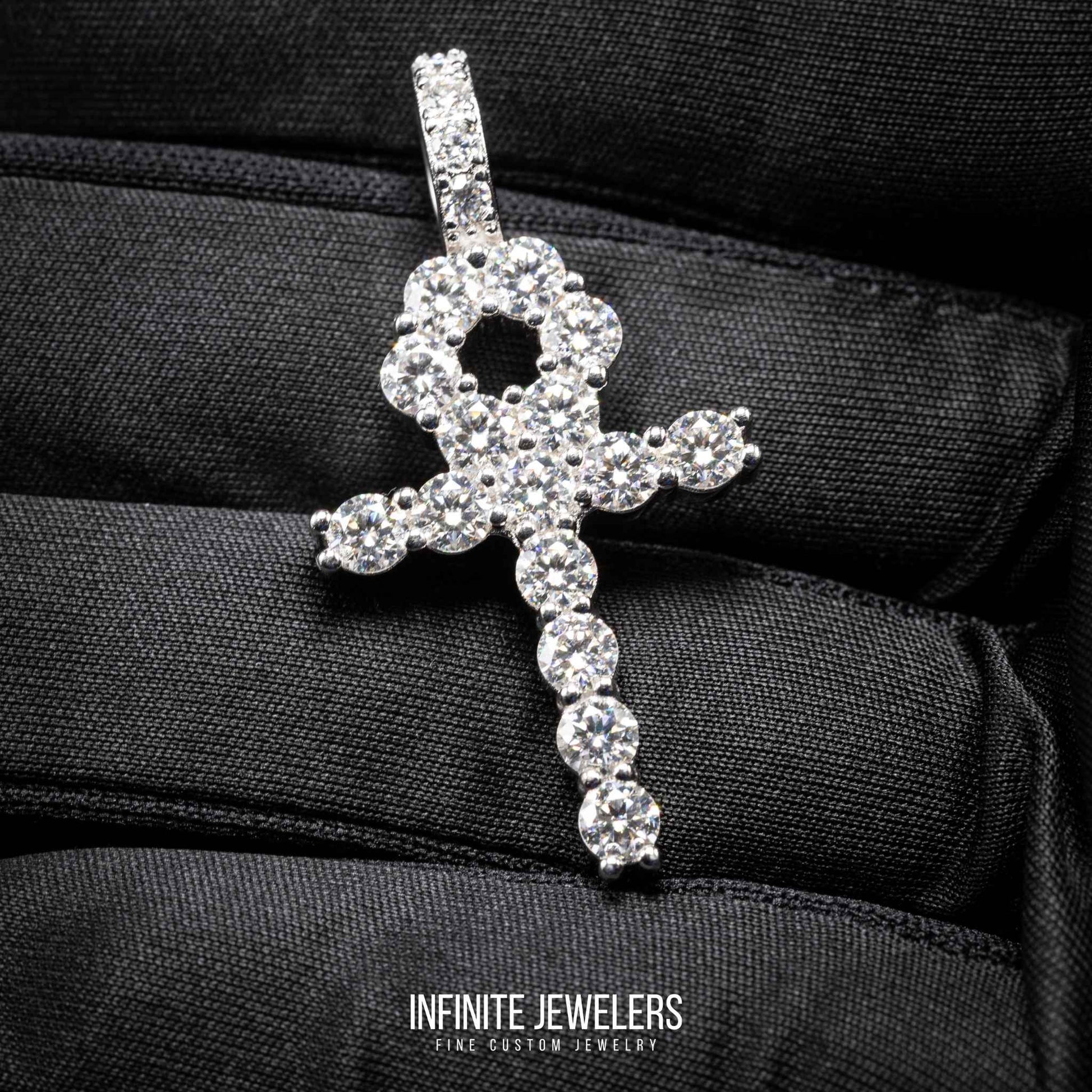 VVS Moissanite Ankh Cross Pendant 925 Sterling Silver - Passes Diamond Tester