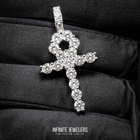 VVS Moissanite Ankh Cross Pendant 925 Sterling Silver - Passes Diamond Tester