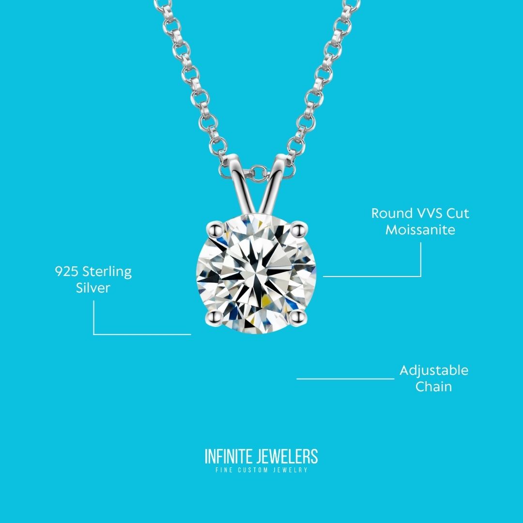 Moissanite Diamond Solitaire Pendant necklace 925 sterling silver for women Mother’s Day gift birthday gift Valentine’s Day gift