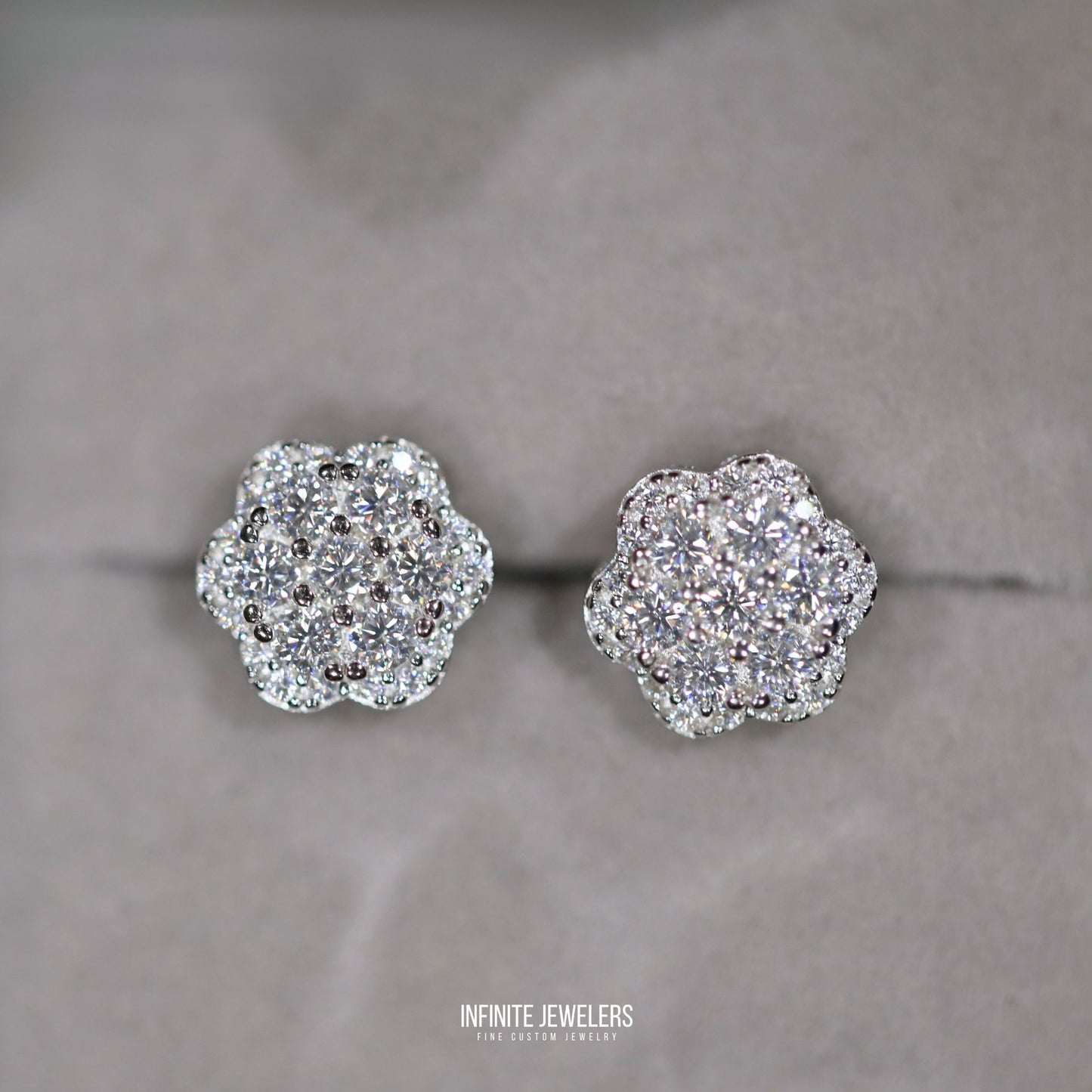 2 Layer Moissanite Flower Cluster Earrings 925 Sterling Silver | Unisex